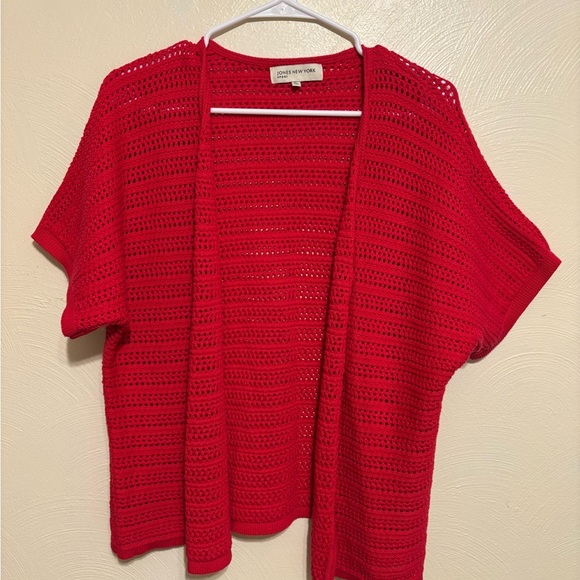 Jones New York Vibrant Red Knit Cardigan - Picture 1 of 8